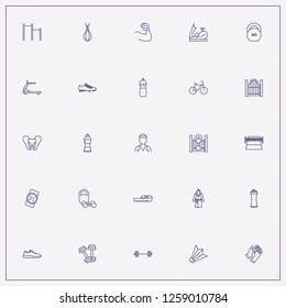 icon set about fitness with keywords punching bag, sport shoe and measuring centimeter
