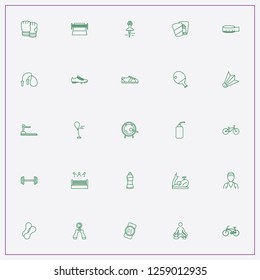 icon set about fitness with keywords basketbal player, badminton and punching bag