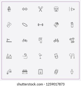 icon set about fitness with keywords beceps, boxing helmet and rowing