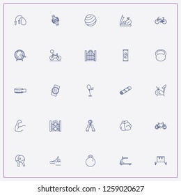 icon set about fitness with keywords boxing gong, gym dips and fitness ball