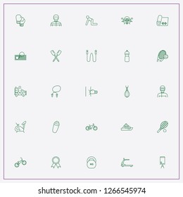 icon set about fitness with keywords exercise mat, boxing gloves and sport water flask