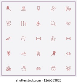 icon set about fitness with keywords board stand, weights and lady sport wear