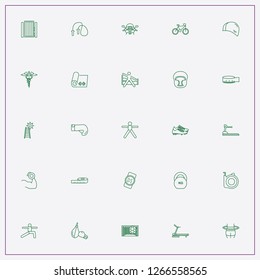 icon set about fitness with keywords jumping rope, boxing helmet and sport watch