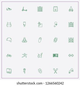 icon set about fitness with keywords sport shorts, bicycle and baby scooter