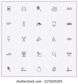 icon set about fitness with keywords boxing ring, weight and hula hoop