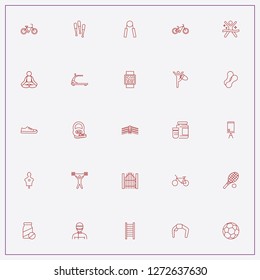 icon set about fitness with keywords weights, football and sport shoe