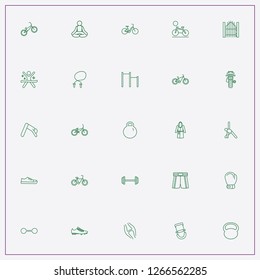 icon set about fitness with  running man, barbell and weight
