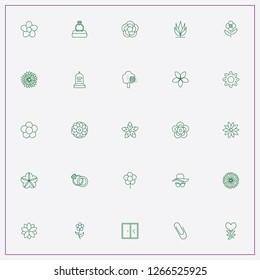 icon set about flowers with keywords flower, lady hat with spectacles and grave