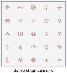 icon set about flowers with keywords wedding ring, grave and letter
