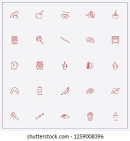 icon set about food with keywords cinema tickets, rolling pin and popcorn