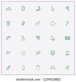 icon set about food with keywords croissant, pomegranate and pizza