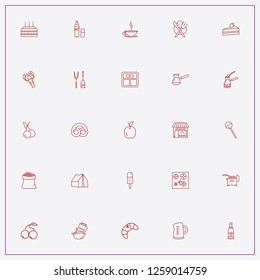 icon set about food with keywords ice cream, kitchen spatula and gas stove plate
