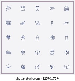 icon set about food with keywords popcorn, juice cup and fish in cauldron