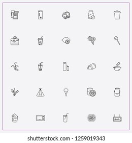 icon set about food with keywords strawberry cake, coffe cup and popcorn