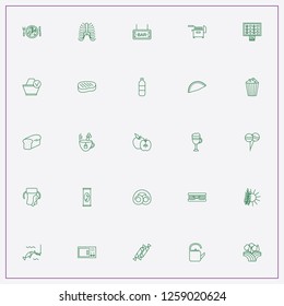icon set about food with keywords microwave, spica and pizza on plate