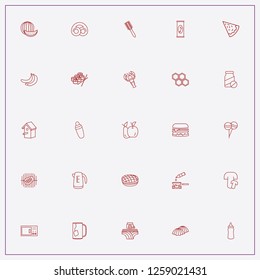 icon set about food with keywords energy drink, watermelon and bread roll