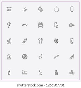 icon set about food with keywords candies, cooker hat and knife