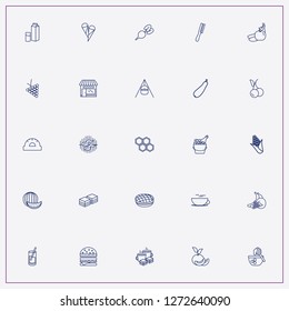 icon set about food with keywords bread, comb and corn