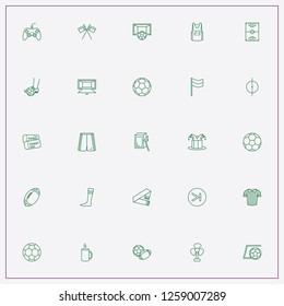 icon set about football with keywords soccer field, rugby ball and soccer ball