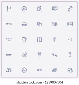 icon set about football with keywords rugby ball, basketbal shirt and football corner flag