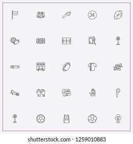icon set about football with keywords football warning red card, basketbal shirt and projector