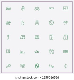 icon set about football with keywords basketbal shirt, tickets and game joystics