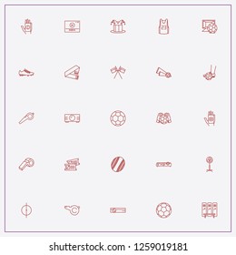 icon set about football with keywords fan, rugby ball and soccer shoe