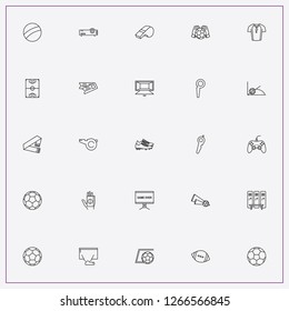 icon set about football with keywords soccer ball, soccer gate and tickets