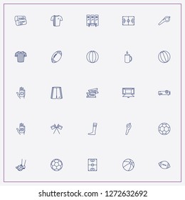 icon set about football with keywords locker room, cup and tickets