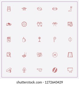 icon set about football with keywords whistle, soccer shorts and soccer field center