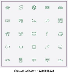 icon set about football with   soccer field, ball and game television