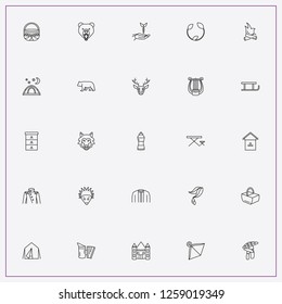 icon set about forest with keywords hedgehog, plant root and bee house
