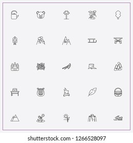 icon set about forest with keywords chain saw, cuckoo clock and leaf