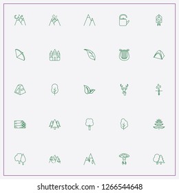 icon set about forest with keywords leaf, mountains and timber