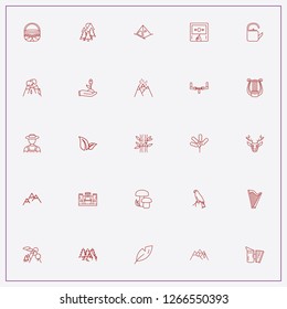icon set about forest with keywords tree leafs, bamboo and mountain landscape