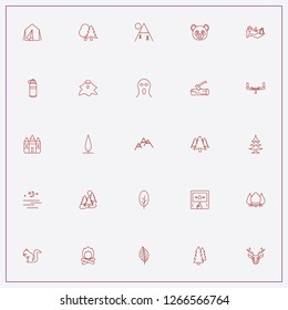 icon set about forest with keywords tree leaf, mountains and panda