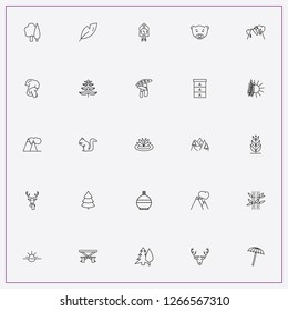 icon set about forest with keywords bee house, bear and water flask