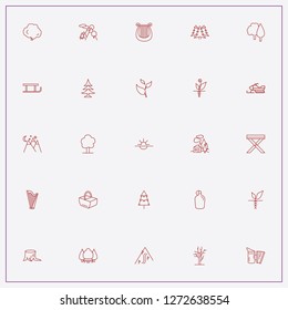 icon set about forest with keywords camping basket, snowmobile and mountain landscape