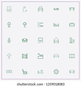 icon set about furniture with keywords armchair, piece of furniture shelves and dining table with chairs