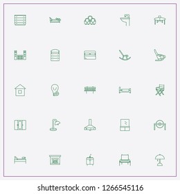 icon set about furniture with keywords rocking chair, chest of drawers and cinema seats