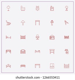 icon set about furniture with keywords bug, baby bed and rocking chair