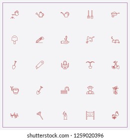 icon set about gardening with keywords garden hose, plants root and cutter