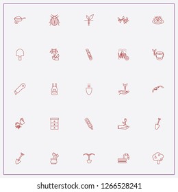 icon set about gardening with keywords water hose, pear tree and watering can