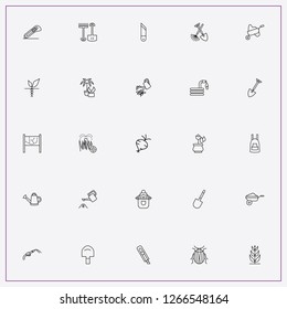 icon set about gardening with keywords apron, radish and home plants