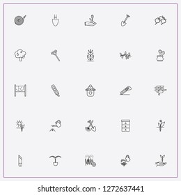 icon set about gardening with keywords water hose, garden board and shovel