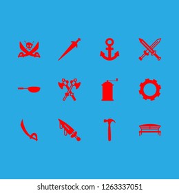  icon set about grinder, swords, anchor icon and axes vector set