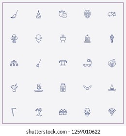 icon set about halloween with keywords halloween jar, bat and clown hat