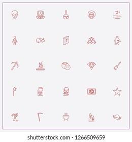 icon set about halloween with keywords halloween scythe, alien and halloween flask