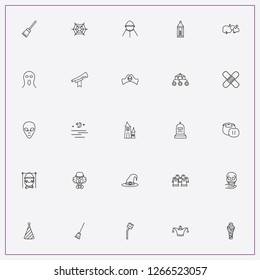 icon set about halloween with keywords clown hat, halloween house and spiderweb