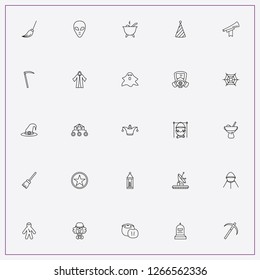 icon set about halloween with  halloween torch, carnival hat and horn